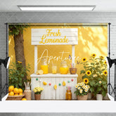 Aperturee - Aperturee Summer Greenery Fresh Lemonade Stand Photo Backdrop